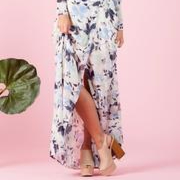 NWOT - LUCCA  floral print long slv wrap dress -L - Picture 4 of 5